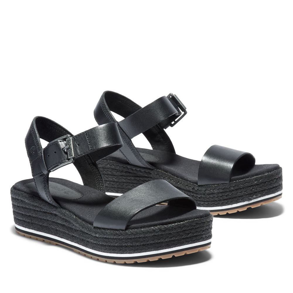 Sandale Timberland Dama Negrii - Santorini Sun Ankle Strap - Romania - LHZCDI061